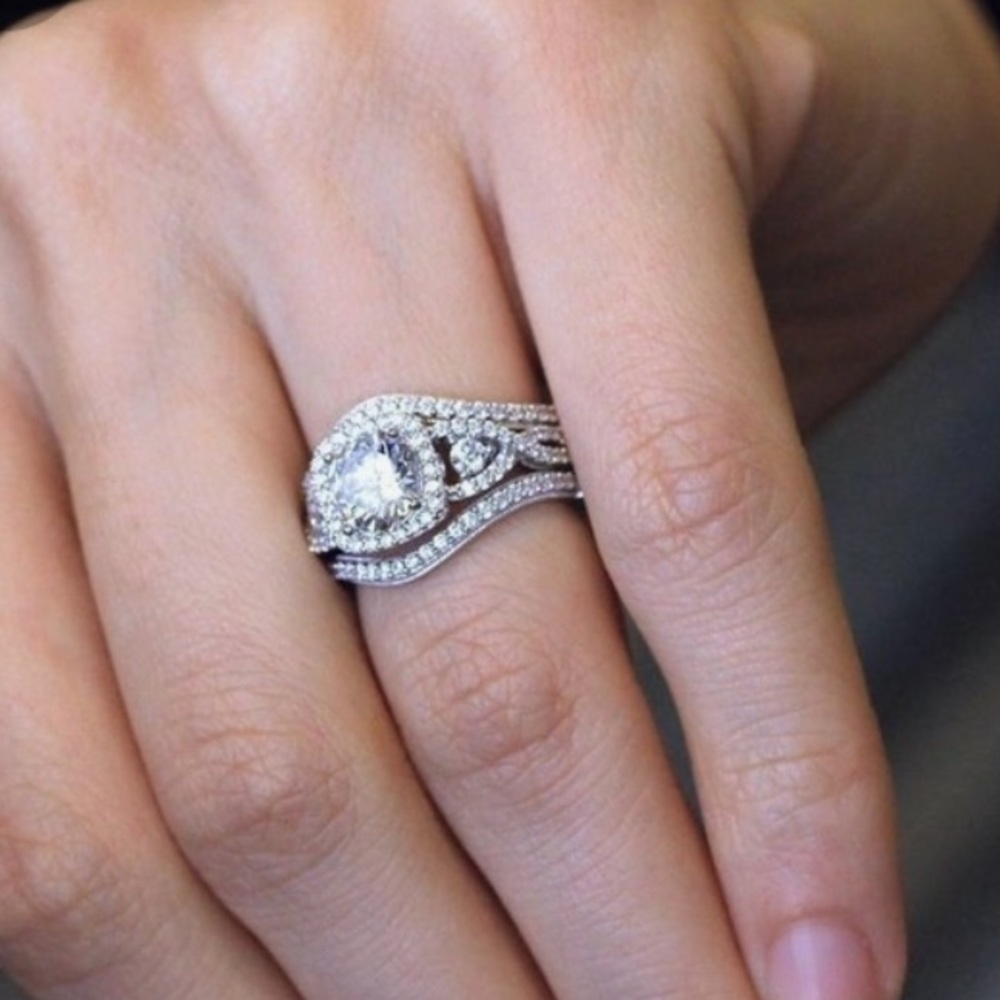 STERLING SILVER DIAMOND  WEDDING SET - Picture 8 of 11